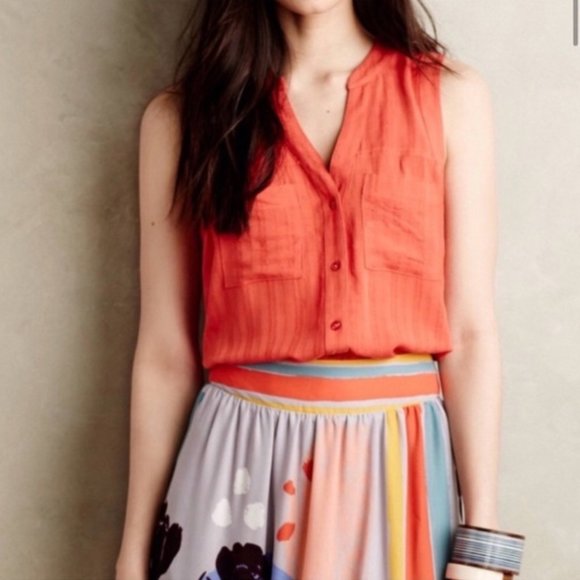 Relaxed Bohemian Orange Tank from Anthropologie - Picture 2 of 6